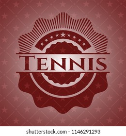 Tennis badge with red background