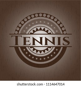 Tennis badge with wooden background