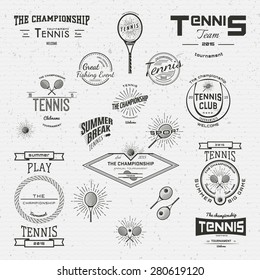 Tennis badges logos and labels for any use, on a white background