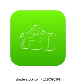 Tennis bag icon green vector isolated on white background