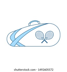 Icono de la bolsa de tenis. Línea Delgada Con Diseño De Relleno Azul. Ilustración vectorial.