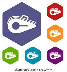 Tennis bag icons set rhombus in different colors isolated on white background
