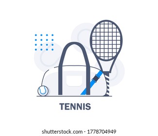 Tennis bag and tennis racket,flat design icon vector illustration