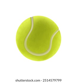 Tennis ball 3D illustration on a white background. Yellow ball realistic icon vector. Sport equipment, tennis icon