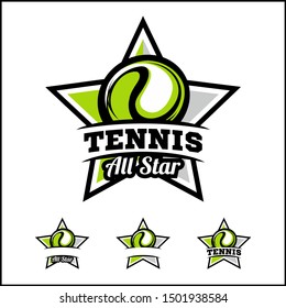 Tennis ball all star badge logo vector