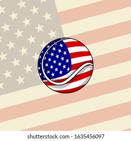 Tennis Ball with American flag vector Illustration for template Design