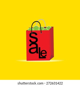 tennis ball with bag sale concept vector illustration 