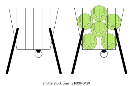 Tennisball-Basketball-Einheit und vollständige Piktogramm-Vektorgrafik.