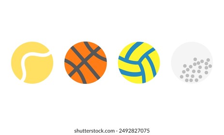 Tennis ball, Basketball, Volley ball and golf icon vector, flat and simple design, easy to use., Vector EPS 10