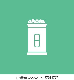 Tennis Ball Box Flat Icon On Green Background
