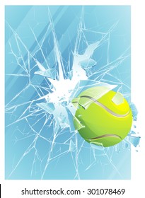 Tennis Ball And Broken Glass