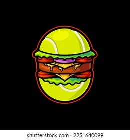 Tennis Ball Burger Vector Art Illustration on Isolated Background.