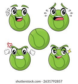 TENNIS BALL cartoon vector illustration with expression