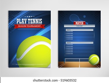 Tennis ball championship or tournament poster or label vector design. 