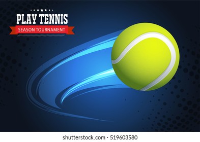 Tennis ball championship or tournament poster or label vector design. 