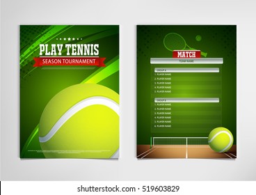 Tennis ball championship or tournament poster or label vector design. 