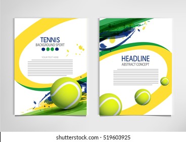 Tennis ball championship or tournament poster or label vector design. 
