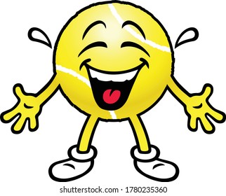 Tennis Ball Character. Vector Illustration.