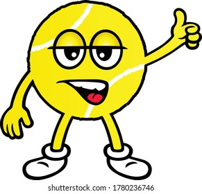 Tennis Ball Character. Vector Illustration.