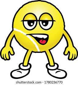 Tennis Ball Character. Vector Illustration.