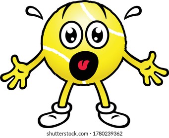 Tennis Ball Character. Vector Illustration.