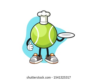 Tennis ball chef cartoon. Mascot Character vector.
