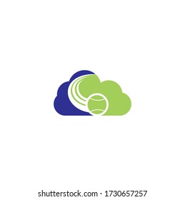 Tennis ball cloud shape concept logo. Tennis logo design.