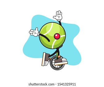 Tennis ball clown cartoon. Mascot Character vector.