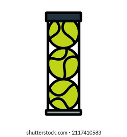 Icono de contenedor de bolas de tenis. Contorno de negrita editable con diseño de relleno de color. Ilustración vectorial.
