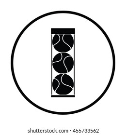 Tennis ball container icon. Thin circle design. Vector illustration.