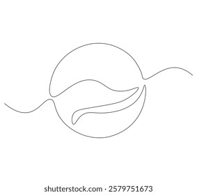 Tennis ball continuous line. Continuous one line drawing tennis ball. Sport concept. Single line drawing