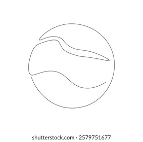 Tennis ball continuous line. Continuous one line drawing tennis ball. Sport concept. Single line drawing