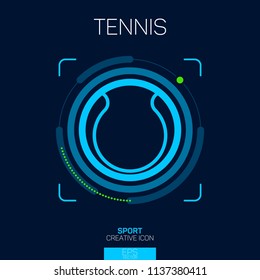 Tennis ball creative line icon blue