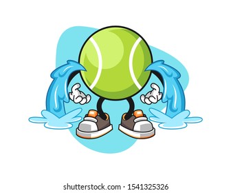 Tennis ball cry cartoon. Mascot Character vector.