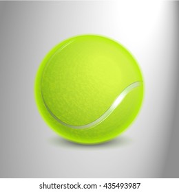 Tennis ball detailed photorealistic vector illustration on a white background. Quality 3D render.