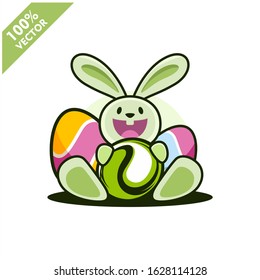 Tennis ball with easter rabbit vector illustration