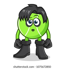 tennis ball emo mascot vector cartoon illustration