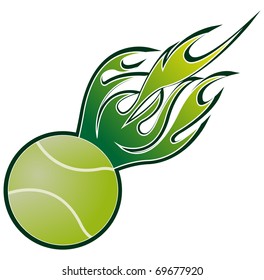 tennis ball in flame