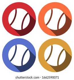 Tennis ball flat design long shadow glyph icon. Vector silhouette illustration