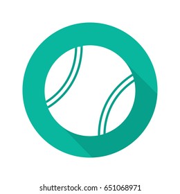 Tennis ball flat design long shadow glyph icon. Vector silhouette illustration