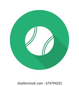 Tennis ball flat design long shadow glyph icon. Vector silhouette illustration