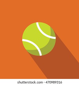 a Tennis ball flat design On the field illustration isolated in a orange background