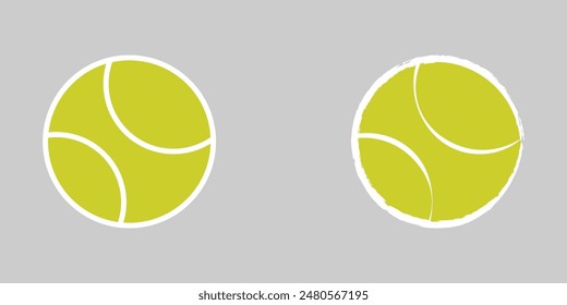 Tennis ball flat icon with isolated on grey background. Simple Tennis ball in flat style, web and mobile design. Vector illustration. Eps file 75.