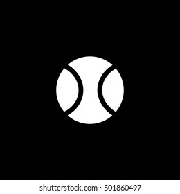 Tennis Ball Flat Icon On Black Background