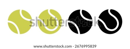Tennis ball flat icon set vector isolated on white background. tennis ball symbol.