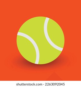 Tennis Ball Flat Icon vector illustration isolated on red background 