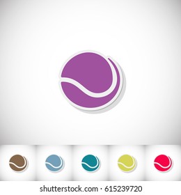 Tennis ball. Flat sticker with shadow on white background. Vector illustration