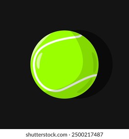 Tennis ball flat vector illustration isolated on a black background