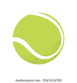 Tennis ball. Flat vector illustration of a green tennis ball with clean details. Perfect for sport themes, fitness concepts, and outdoor game designs. Simple style isolated on white background