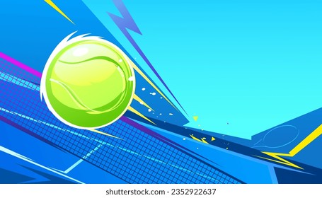 The tennis ball flew through the net. sports concept
